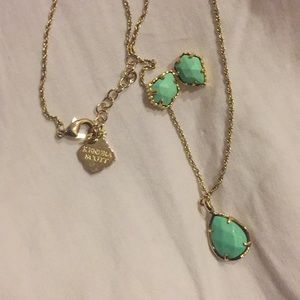 Sea foam green Kendra Scott earring & necklace set